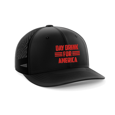 Day Drink For America Embroidered Trucker Hat Hat Greater Half Black/Black